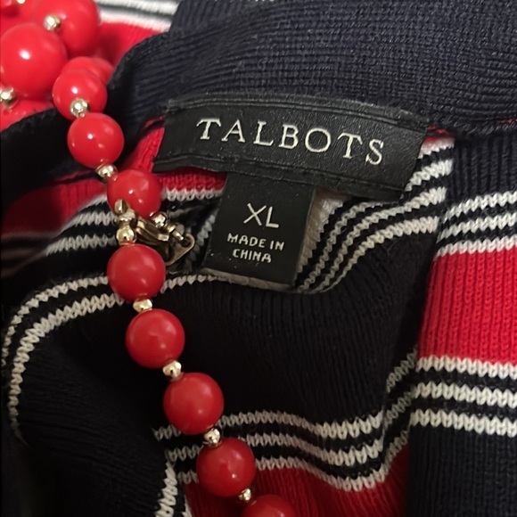 TALBOTS TRICOLOR BLOCK STRIPE SWEATER - Picture 9 of 11